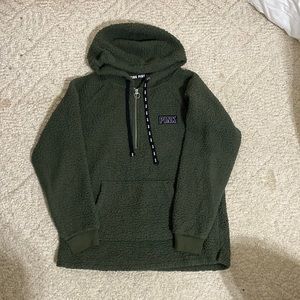 Green PINK Sherpa Hoodie